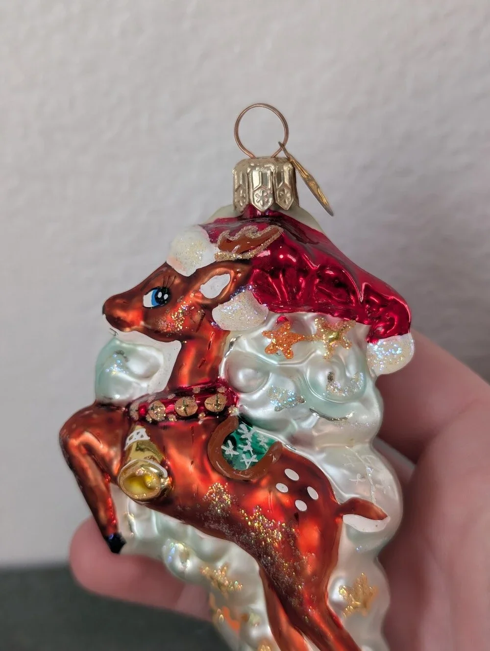 Radko DASH-HER Flying Reindeer Dasher Glass Christmas Ornament 00-991-0